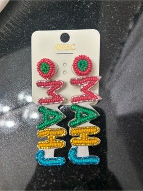 Mahjong colorful beaded earrings